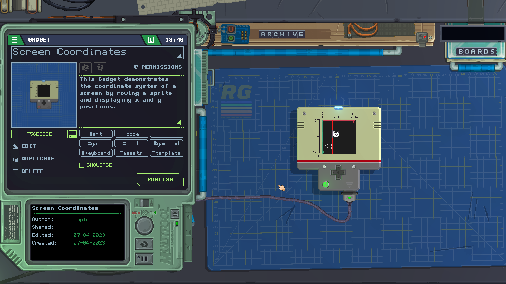 screen coordinates gadget