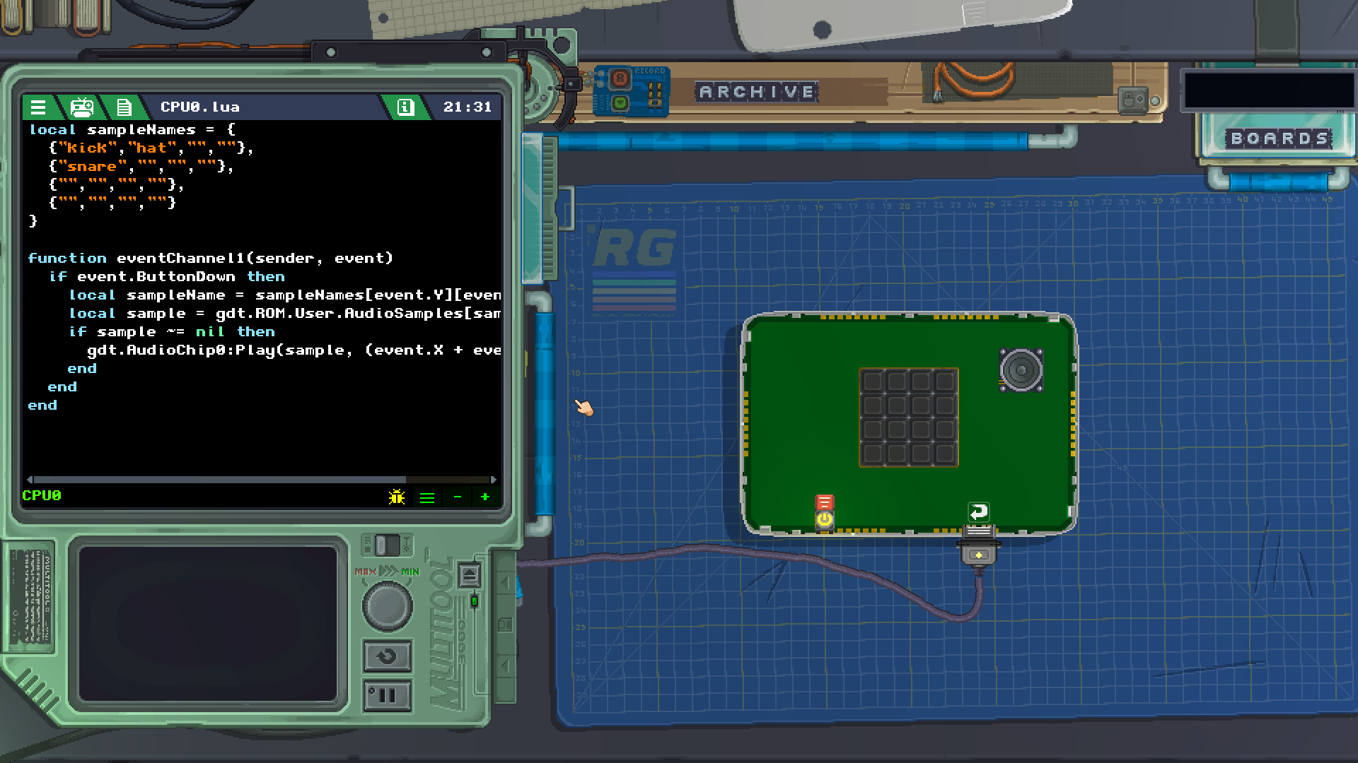 code with samples in place